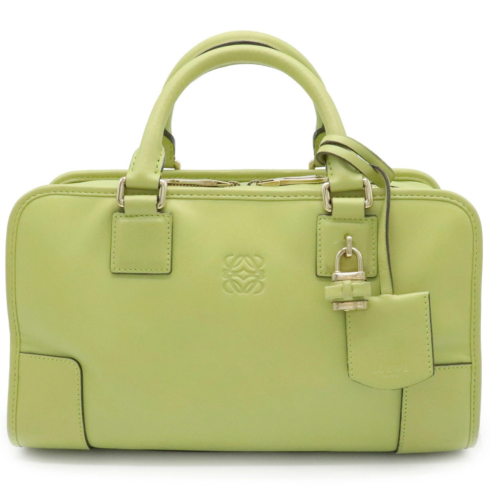 Loewe Amazona Handbag Boston Bag Leather Lime Green Yellow Green